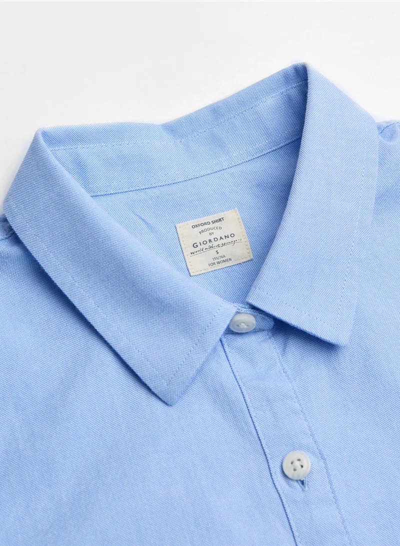 GIORDANO  Women’s Slim Oxford Shirt with Embroidery for Women | Best Price UAE